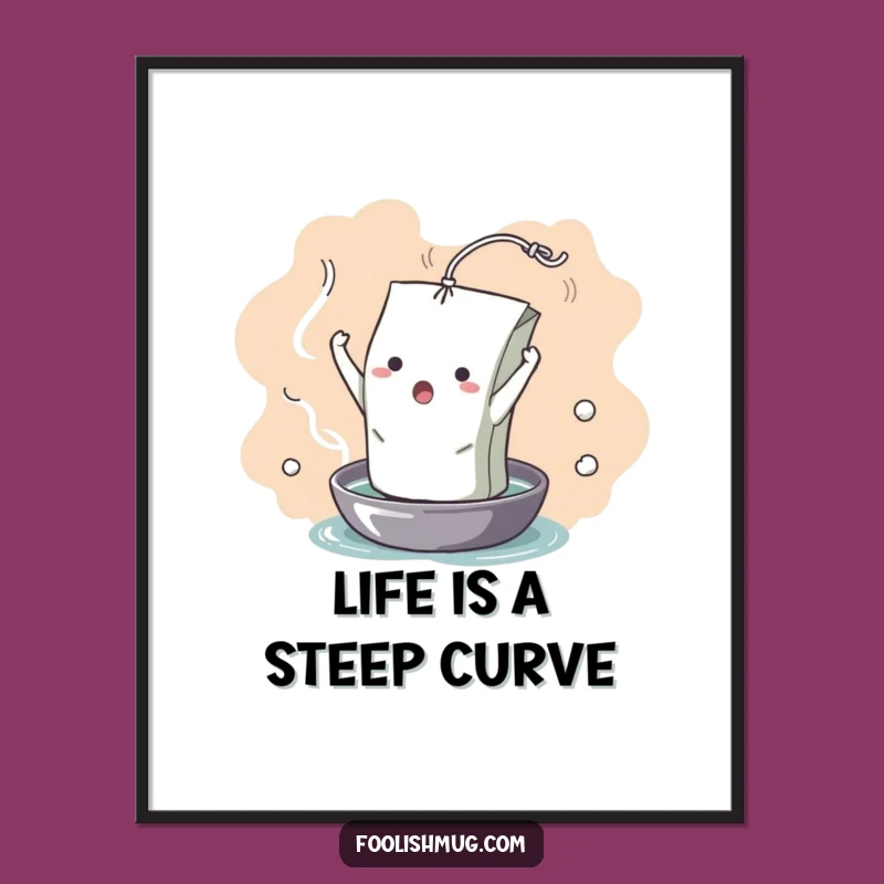 Free Printable Wall Art: Dramatic Teabag Character Brewing Laughter, Funny Decor