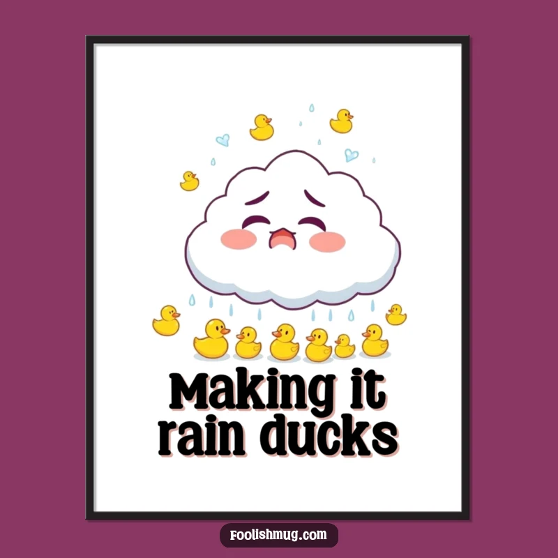 Quirky Duck Rain Art: Free Printable Wall Decor Downloadable Gift of Whimsy