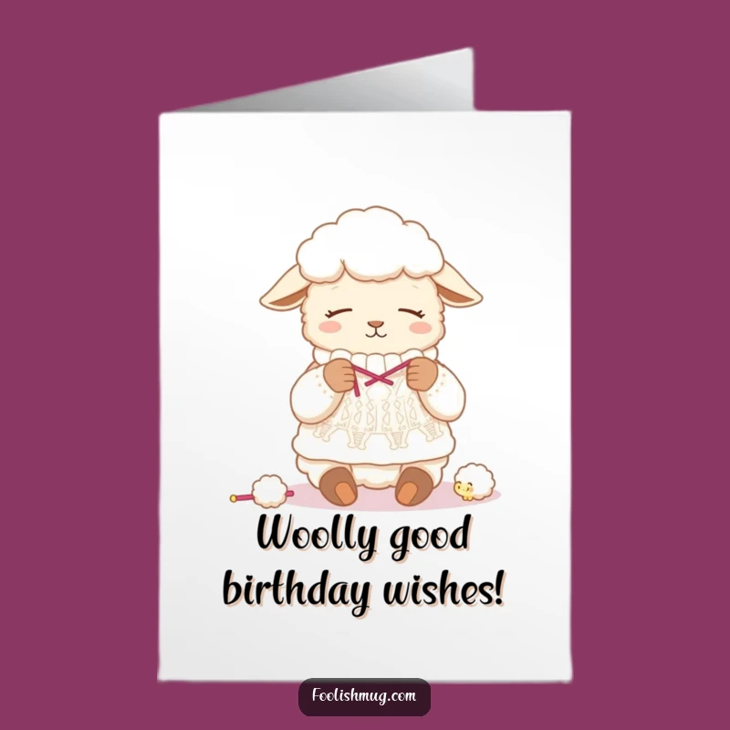 Free Printable Birthday Card: Sleepy Sheep Knitting Funny Woolly Gift