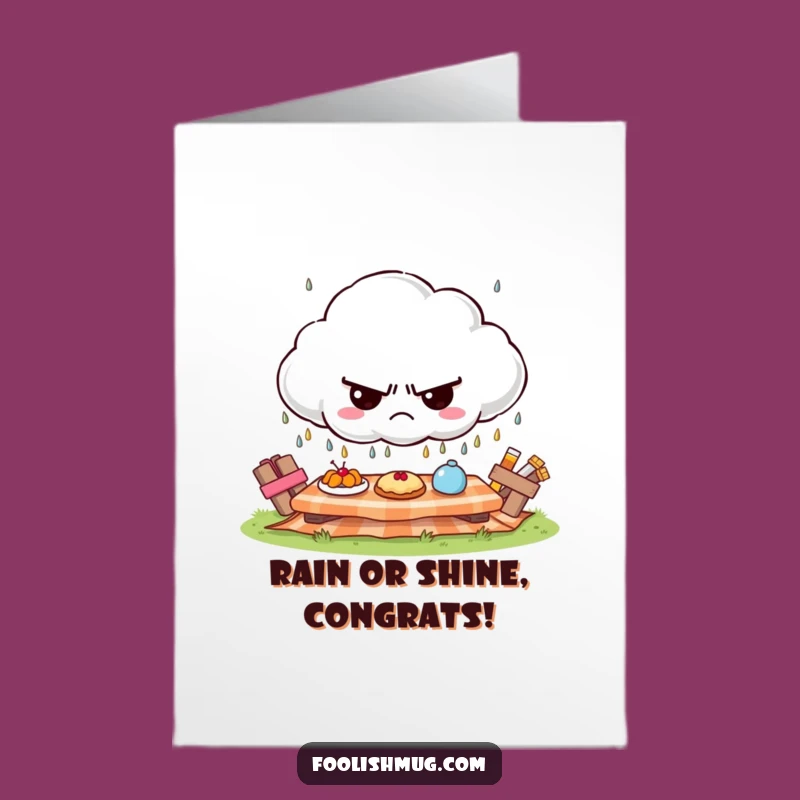 Free Printable Congrats Card: Grumpy Cloud Picnic Funny Downloadable Gift