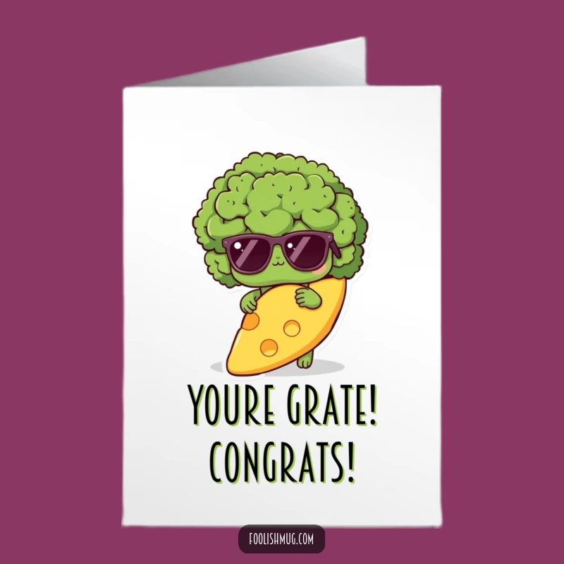 Free Printable Congrats Card: Shy Broccoli Hiding, Funny Cheesy Surprise