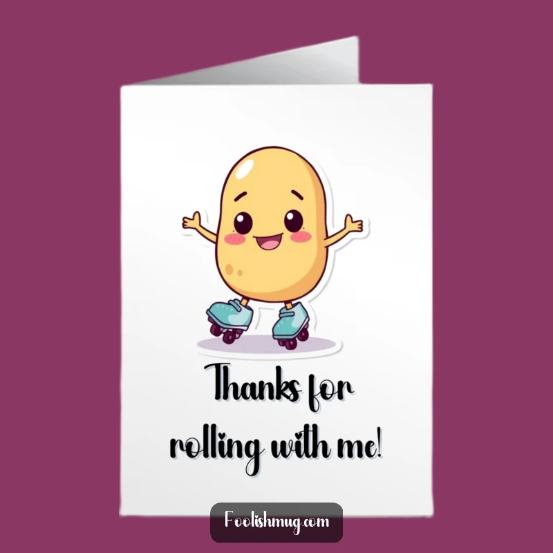 Free Printable Thank You Card: Wobbly Potato Skater - Humorous Appreciation Downloadable Gift