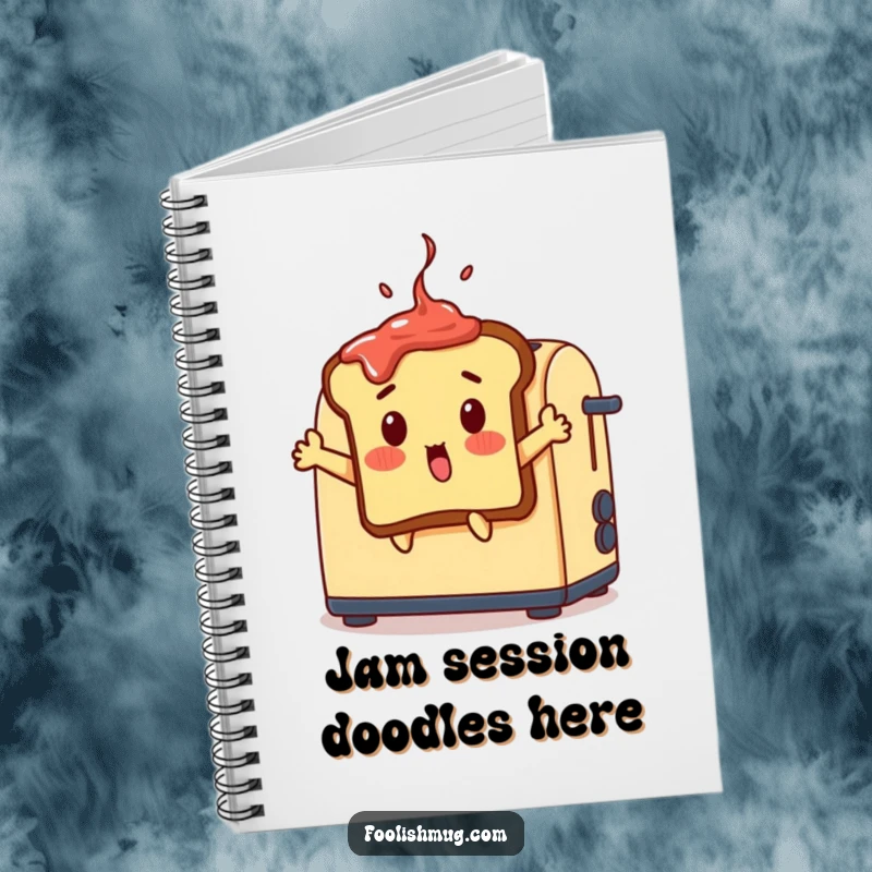 Funny surprised toast notebook, a toast slice jumping out of a toaster, perfect for notes funny gift.