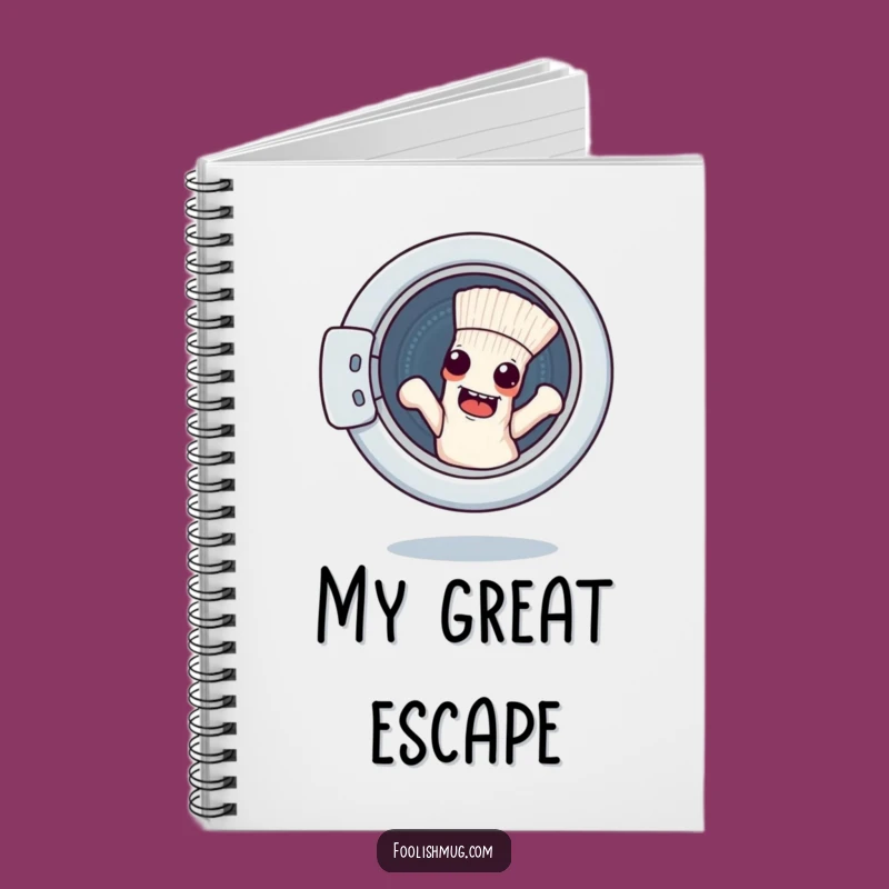 Funny Escape Sock Washing Machine Notebook - Jot Down Laundry Plans with Humor