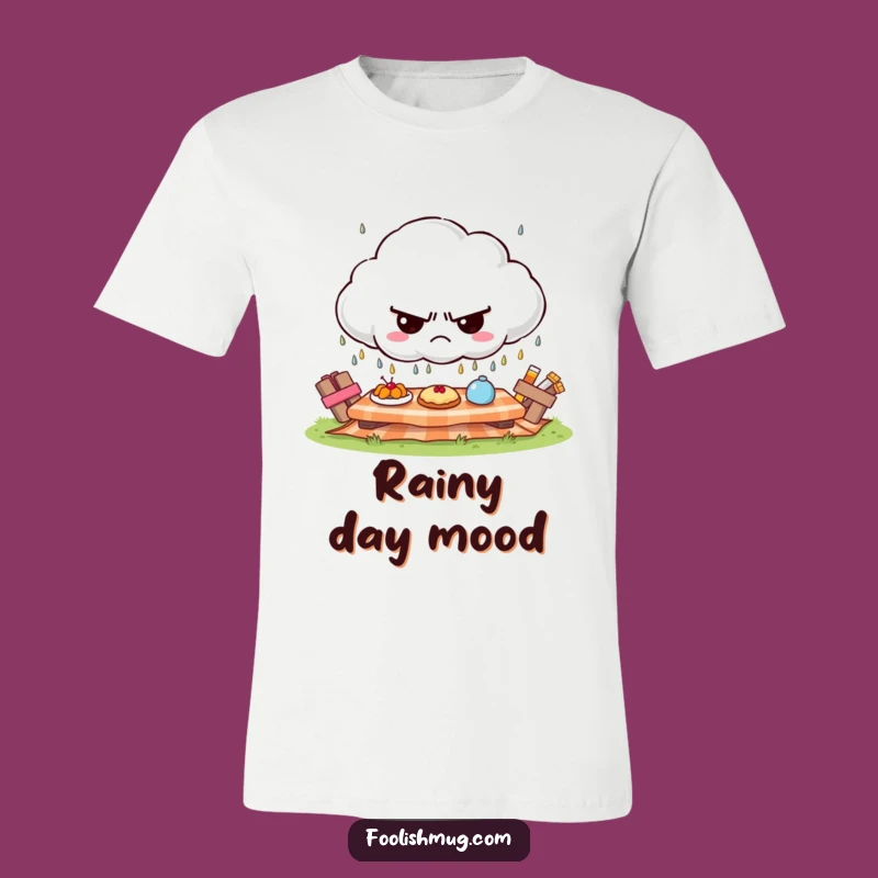 Funny Grumpy Cloud Picnic T-Shirt - Witty Apparel for Pessimists