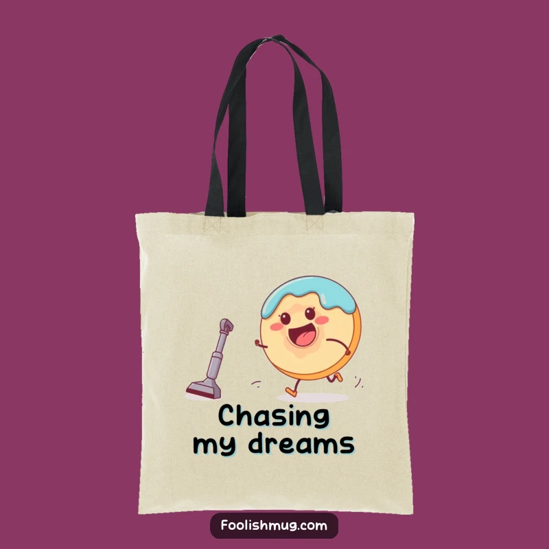 Funny Donut Vacuum Chase Tote Bag: Whimsical Cartoon Character Carry-All Gift!