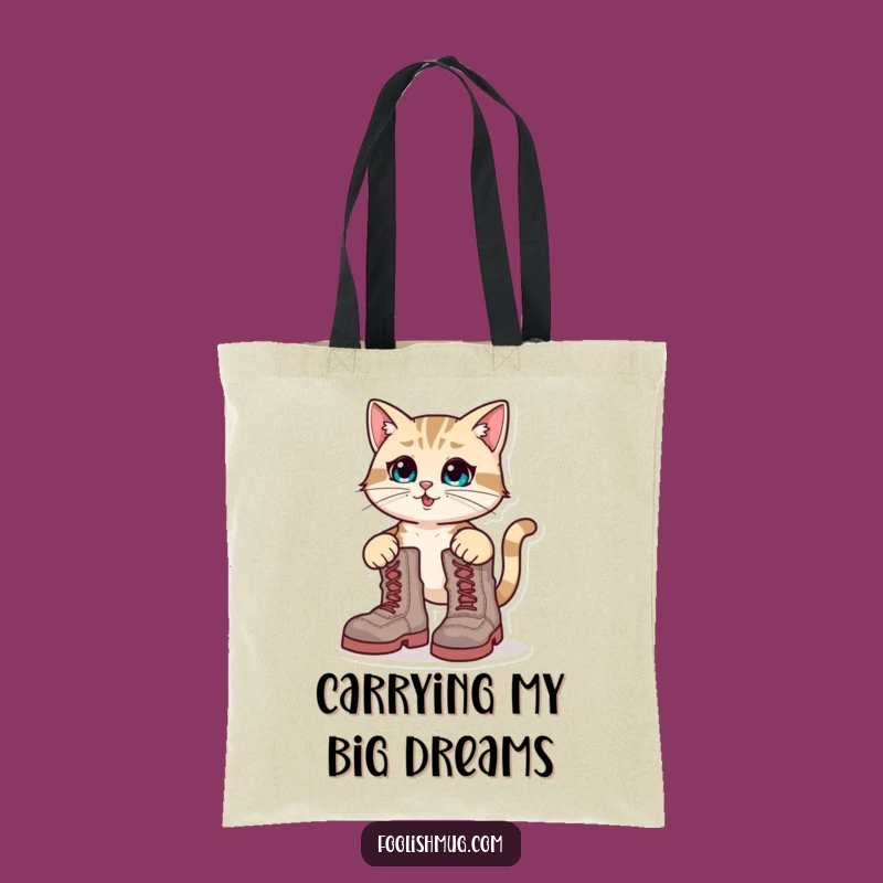 Funny Cat Boots Tote Bag: Oversized Boot Mishap