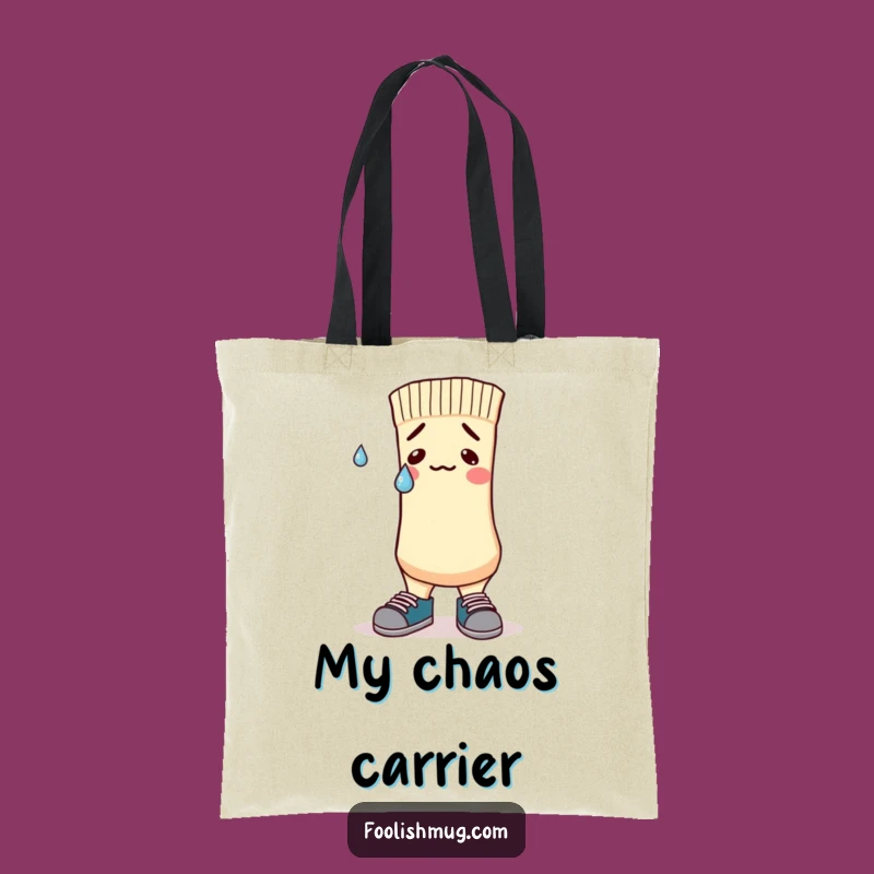 Funny Nervous Sock Tote Bag: Mismatched Shoes Cause Stress, Perfect Funny Gift!