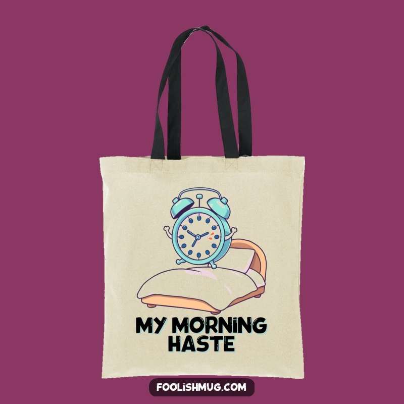 Funny Startled Alarm Clock Tote Bag: Hilarious Daily Carry
